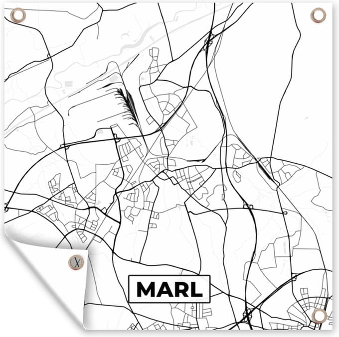 Tuindoek Stadskaart - Kaart - Marl - Plattegrond - 100x100 cm