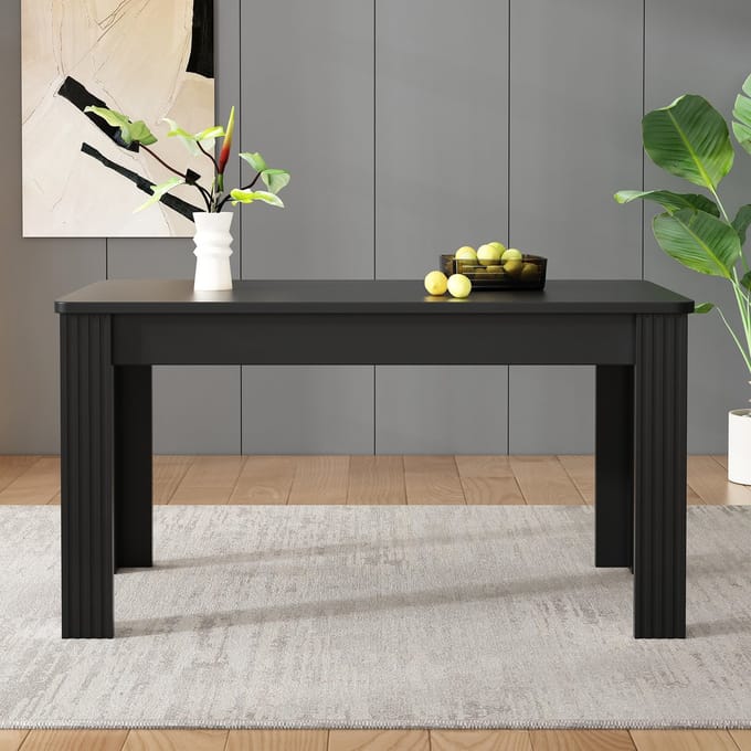 MODFU Eettafel - Rechthoekig - Stevige Vierpotige Constructie - Modern - Spaanplaat - Zwart