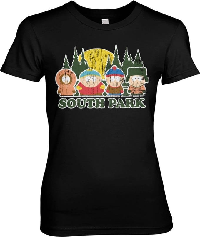 South Park Distressed Girly T-shirt voor dames, zwart