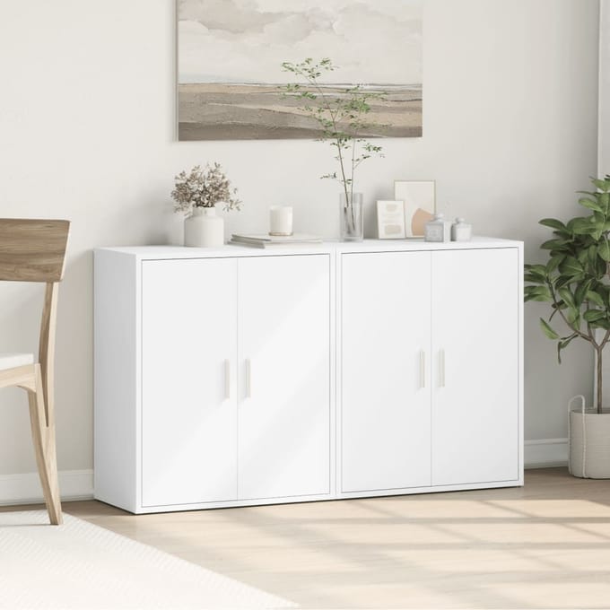 vidaXL - Dressoirs - 2 - st - 60x31x70 - cm - bewerkt - hout - wit