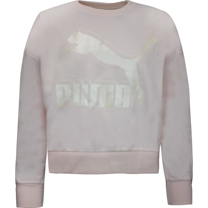 Puma Womens Classics Logo Metallic Crew Sweatshirt Rose 597405 87