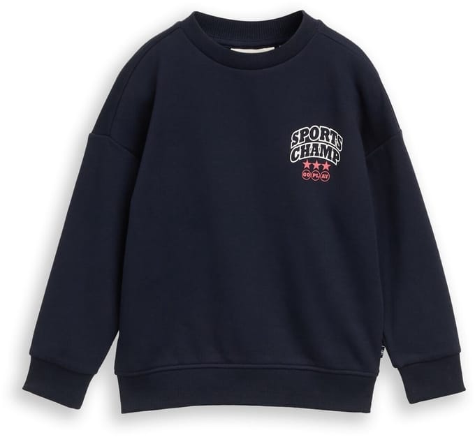 Tom Tailor - Oversized sweatshirt met print op de rug - Maat 116/122 - sky captain blue
