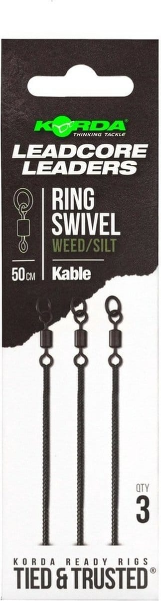 Korda Kable Leadcore Leader Ring Swivel Weed 50 cm