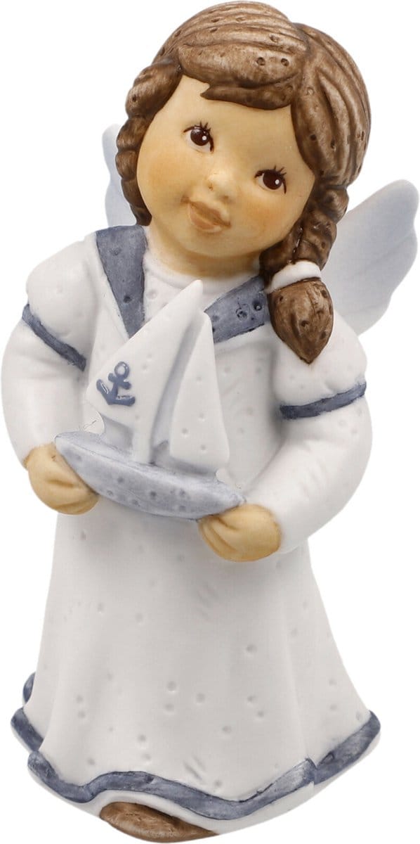 Goebel - Nina & Marco | Decoratief beeld / figuur Beschermengel schip Ahoy | Porselein - 8cm