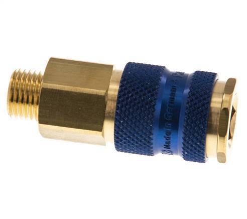 Messing DN 7.2 (Euro) Blauw-Coded Luchtkoppeling Snelkoppeling G 1/4 inch Buitendraad - CLS7-M-B-BLU-P-CD-014