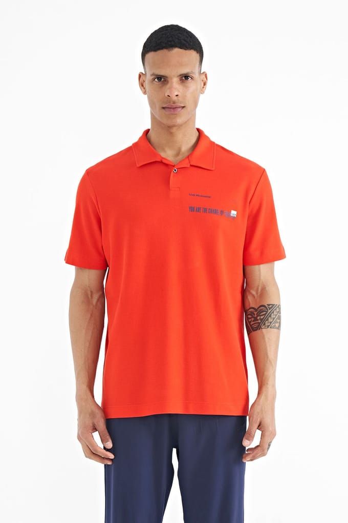 Heren Katoenen Polo T-Shirt Met Tekstprint