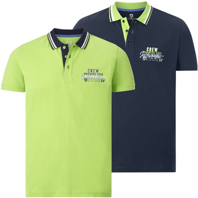 Jan Vanderstorm herren Poloshirts, Set Van 2 - 72/74 - donkerblauw - Plus Size