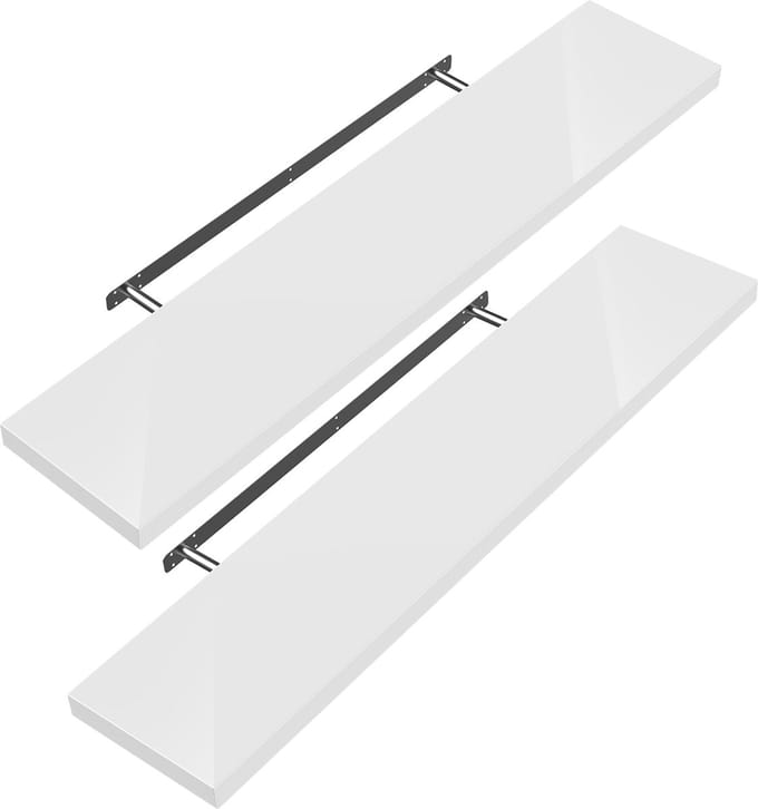 Casaria Wandplank – 2 St. 50 cm 15kg Belastbaar – Wit mat