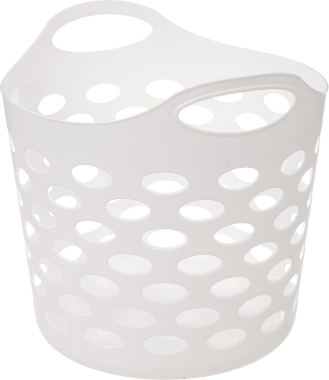 5Five Flexibele wasmand/opbergmand - rond - wit - 28 liter - D40.5 x H38 cm