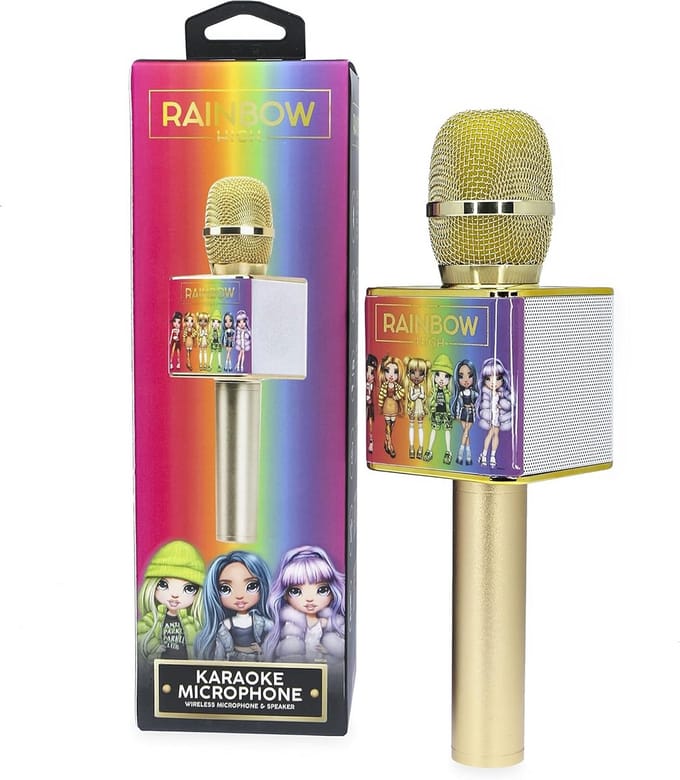 Draadloze Karaoke Microfoon met Ingebouwde Luidspreker en Regenboogverlichting - 10m Bereik, 4-uurs Speeltijd, Bluetooth