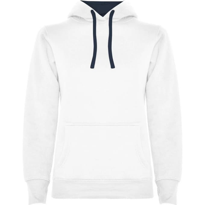 Roly Dames/Dames Urban Hooded Polycotton Sweatshirt (Wit/Zwaar Blauw)