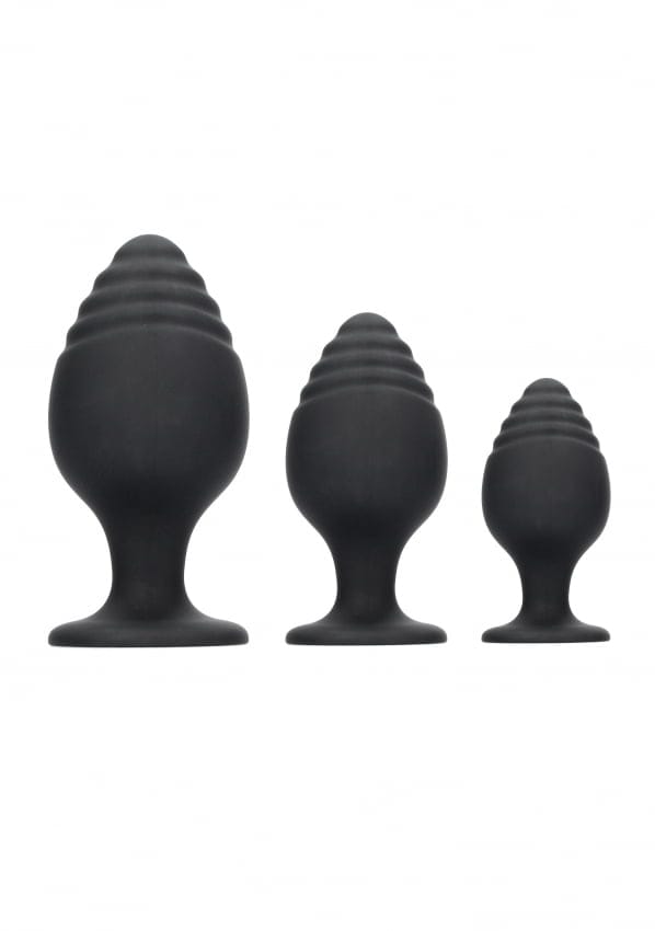 Shots - Ouch! Geribbelde Butt Plug Set black