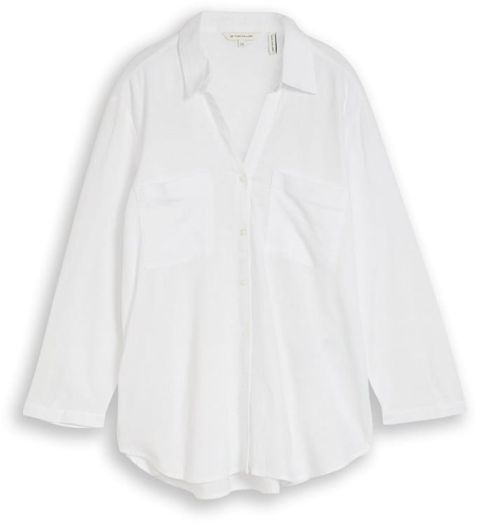 Tom Tailor - Overhemdblouse met linnen - Maat 46 - White