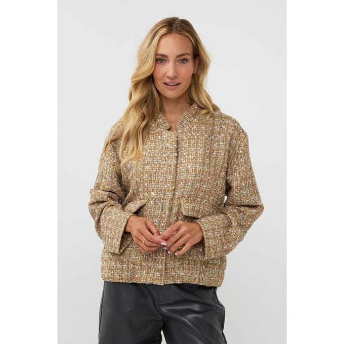 EsQualo Jacket Bomber Tweed Gold Taglia: 36 | Bomber Outlet | Donna | Giallo