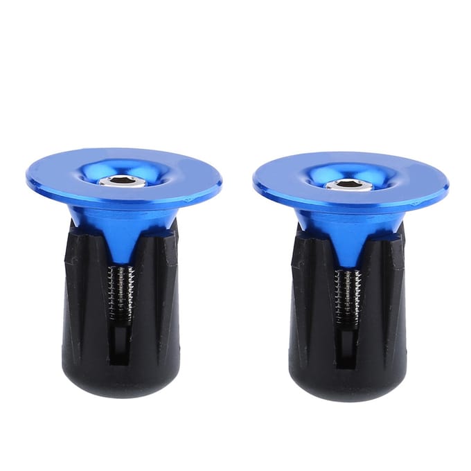 2 pièces Coloré Aluminium Vélo Guidon Poignées Embouts Bouchons Accessoire Vélo Blue