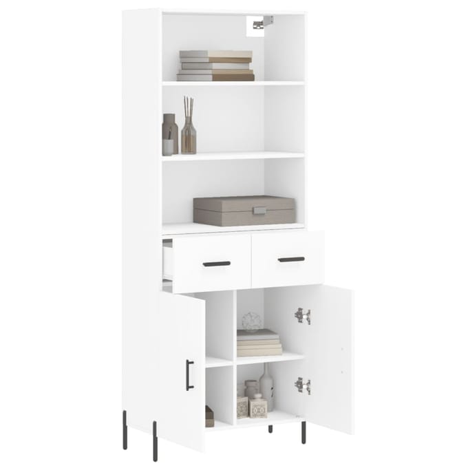 vidaXL - Hoge - kast - 69,5x34x180 - cm - bewerkt - hout - wit
