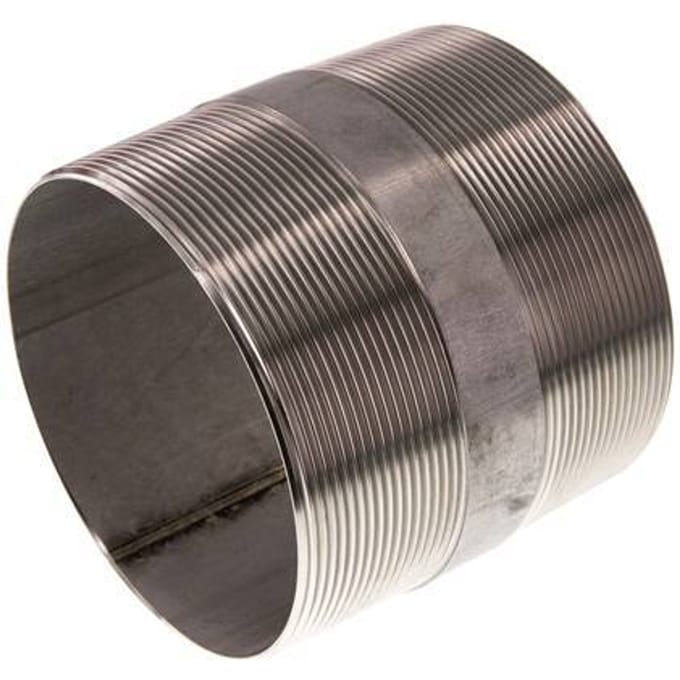 R 4'' RVS Dubbele Pijpnippel 20 Bar DIN 2982 - 100mm - FL2S-M-ST-400R-100L