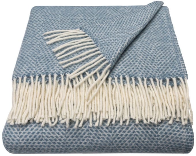 WOOOL Luxury Plaid - BEEHIVE (Petrol) 150x183cm - 100% Wol - Blauw