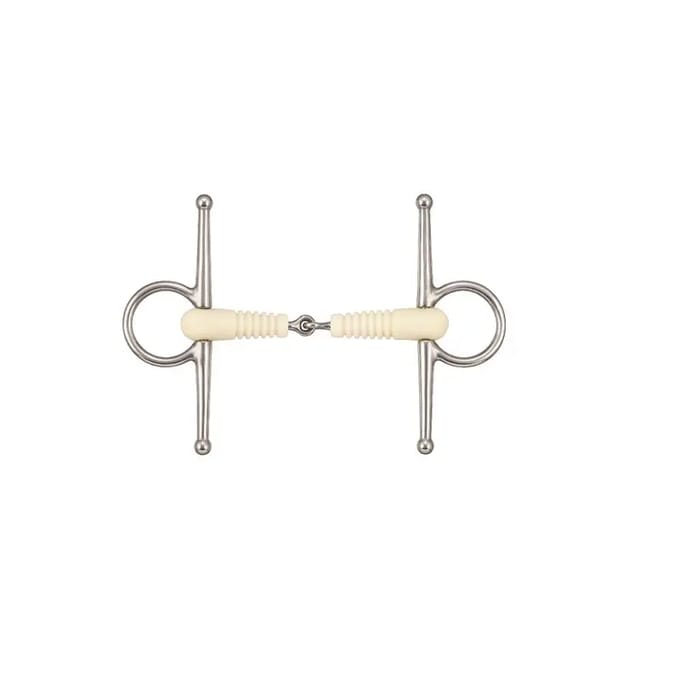 Enkelgebroken bit voor paarden Soyo Happy mouth "ribbed"