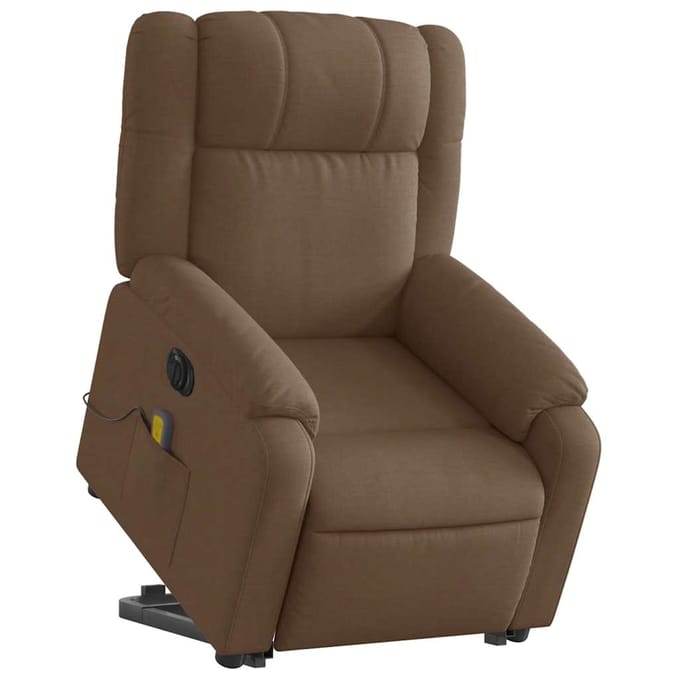 vidaXL - Sta-op-massagestoel - elektrisch - verstelbaar - stof - bruin