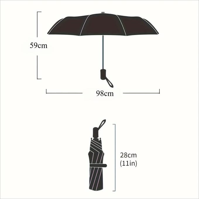 Parapluie transparent pliable à ouverture et fermeture automatiques, parapluie ensoleillé à trois volets blanc