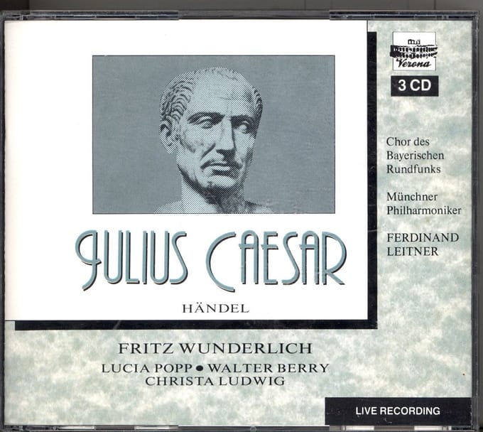 3-CD Handel - Julius Caesar (1965) - Fritz Wunderlich / Lucia Popp / Chor des Bayerischen Rundfunks / Ferdinand Leitner