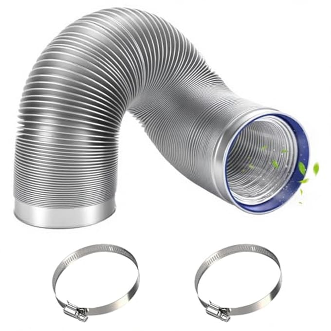 Flexibele ventilatieslang van aluminium met roestvrijstalen klemmen - 2 stuks