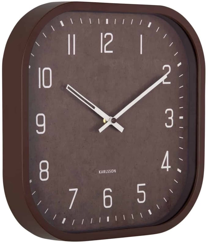 Karlsson Wandklok Elemental Cuadrado - Chocoladebruin - Ø30cm - Wandklok Modern