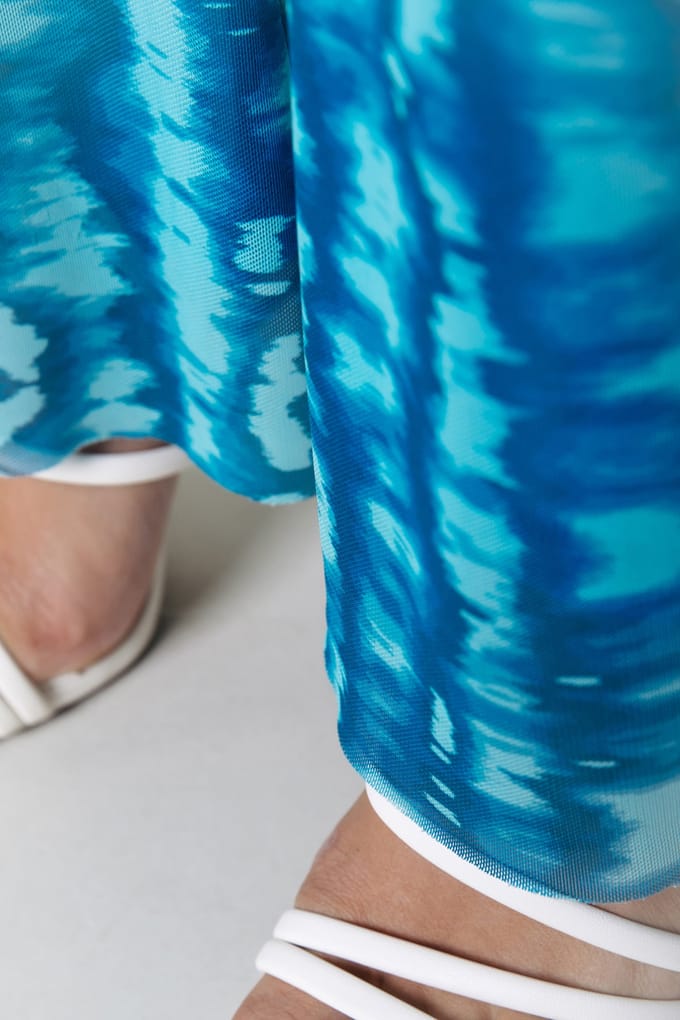 Colourful Rebel Tie Dye Mesh Extra Flare Pants Light Turquoise Maat: S | Jumpsuits Outlet | Dames | Blauw