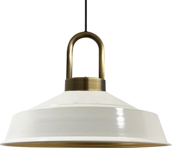 Bamyum Asletl-Lock Hanglamp Industrieel van Metaal Ø40 cm, Vintage Hanglamp, E27, Wit Lamppendel