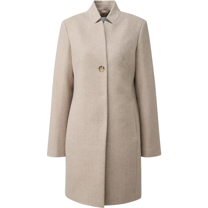 Dames getailleerde blazerjas met herringbone patroon en hoge kraag COMMA