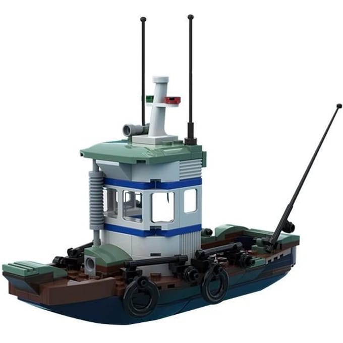 Stad Oude Visboot Bouwstenen Set Mini Vaartuig Trawlboot Model Piratenschip Speelgoed voor Kinderen Kerstcadeaus gray