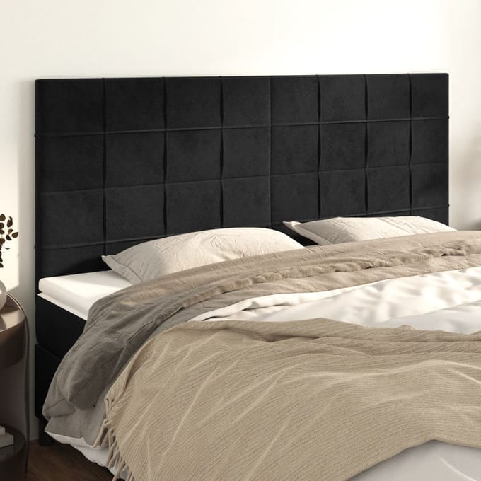 vidaXL - Hoofdbord - zwart - 160x5x118/128 - cm - fluweel