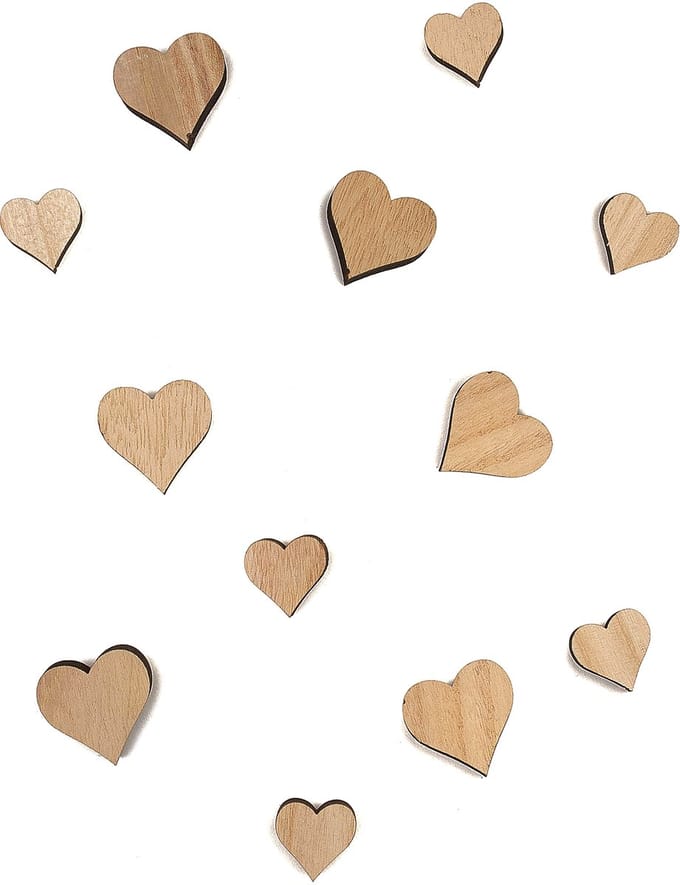 ARTYFETES - 12 mini houten hartjes 2 en 3 cm voor tafeldecoratie