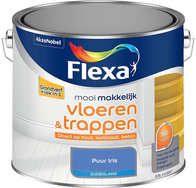 Flexa - Mooi Makkelijk Vloeren & Trappen Zijdeglans - Puur Iris - Mengverf - 2,5 L