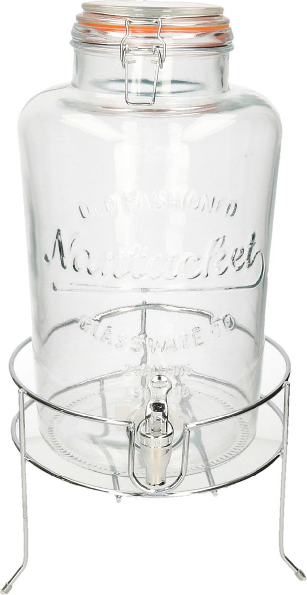 Drankdispenser/limonadedispenser op verhoger - glas - RVS - 8 liter - 18 x 37 cm