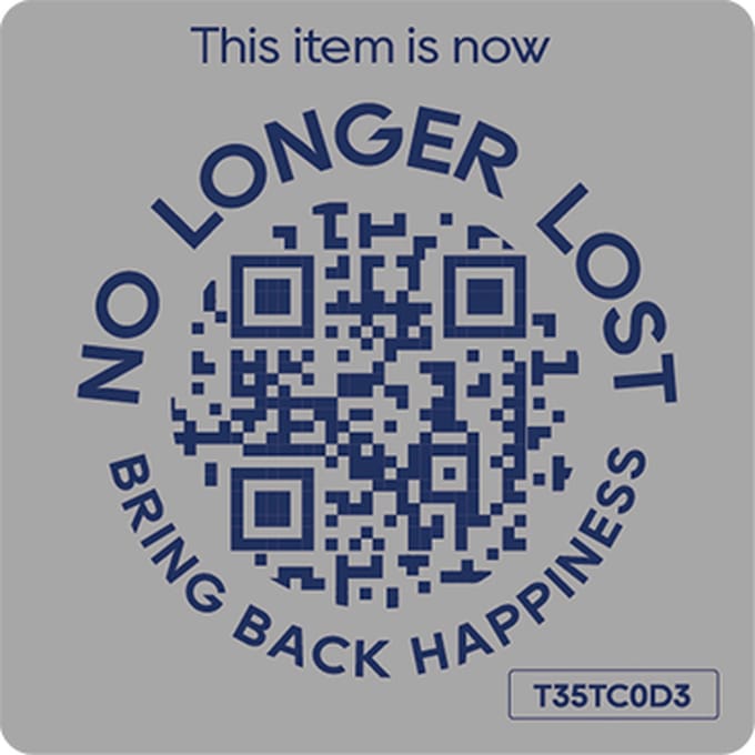 NoLongerLost - Koffer Stickers (x2) - Slimme Sticker groot vierkant (4.5 cm x 4.5 cm) - Licht grijs - Unieke QR code - Tracking