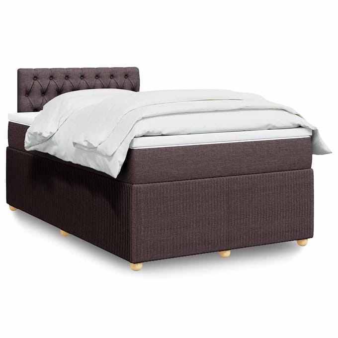 vidaXL - Boxspring - met - matras - stof - donkerbruin - 120x190 - cm