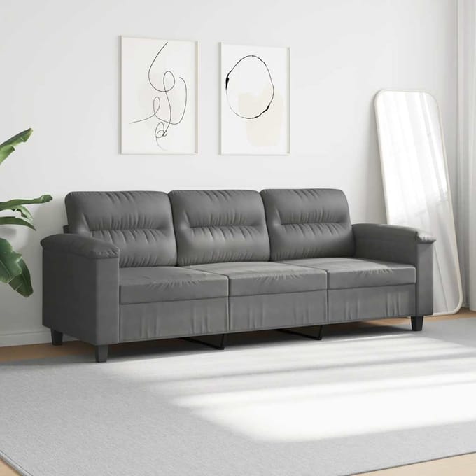 vidaXL - Driezitsbank - 180 - cm - microvezelstof - donkergrijs