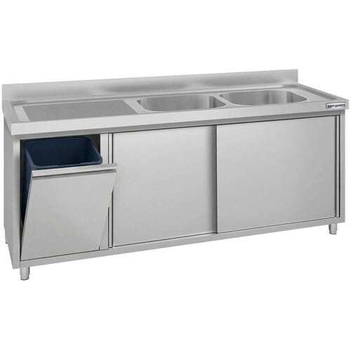 GGM Gastro Spülschrank ECO - 2000x700mm - mit Abfallbehälter & 2 Becken rechts