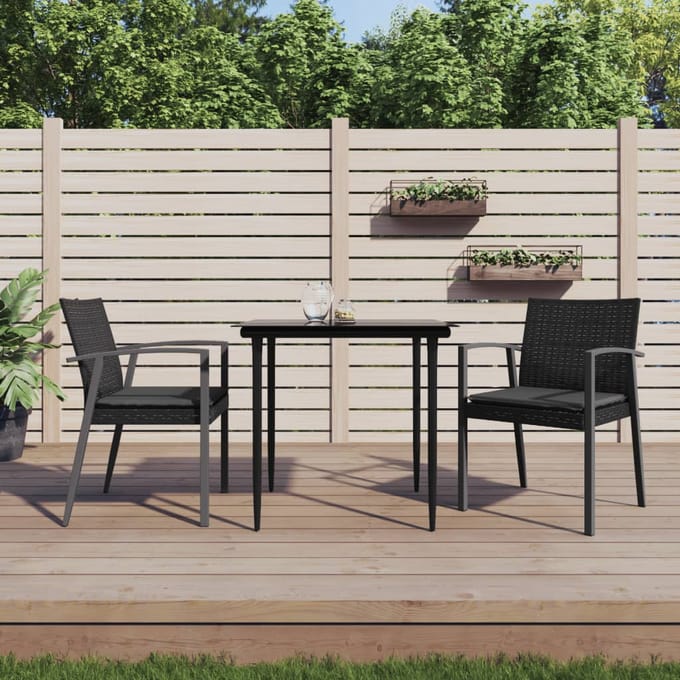 vidaXL - 3-delige - Tuinset - met - kussens - poly - rattan - en - staal
