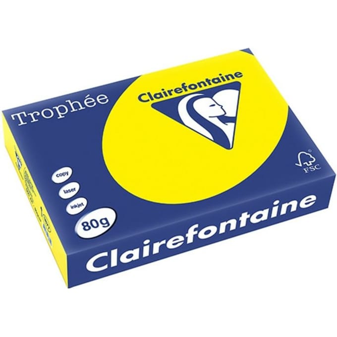 Clairefontaine Trophée Intens, gekleurd papier, A4, 80 g, 500 vel, zonnegeel