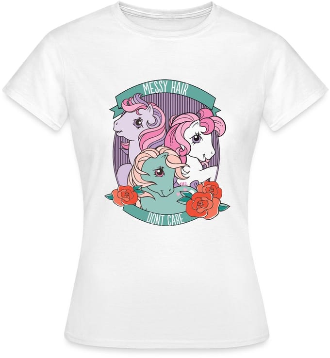 My Little Pony Retro Messy Hair Don't Care Statement T-Shirt Dames