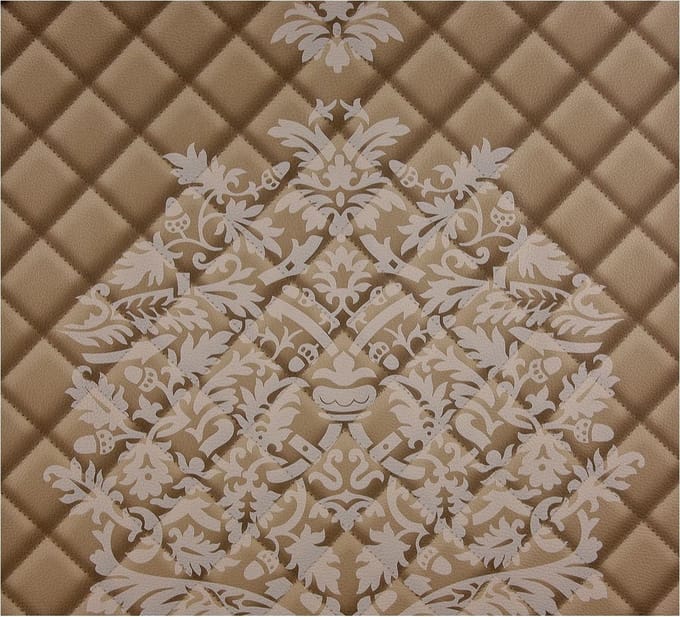 Dutch Wallcoverings Vliesbehang leer damast ruit - bruin