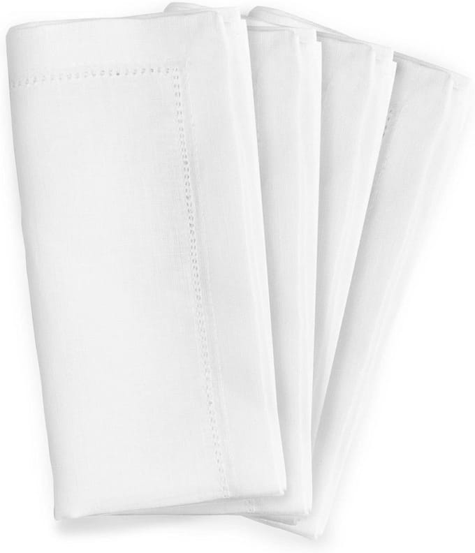 Linnen Servetten Wit Natuurlijk Katoen Set van 4 - 40x40 cm