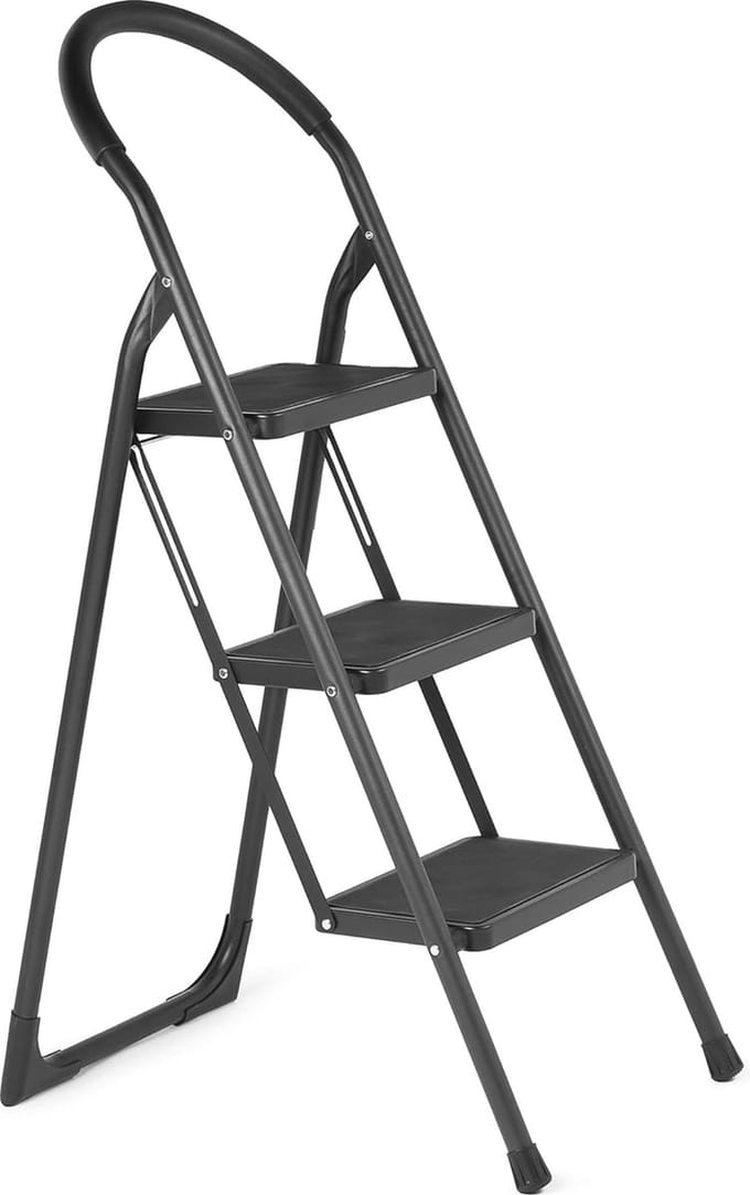 Solidchoice - Vouwbare Trapladder met 3 Treden en Antislip