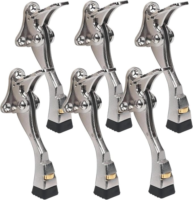 Heavy Duty Kickdown Deurstopper - Verstelbare Deurstandaard met Rubberpunt en Muurbeschermers - Ideaal voor Brede Zware Deuren