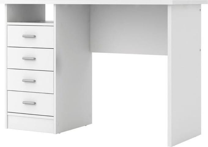 Fula bureau 4 lades en 1 plank, wit.