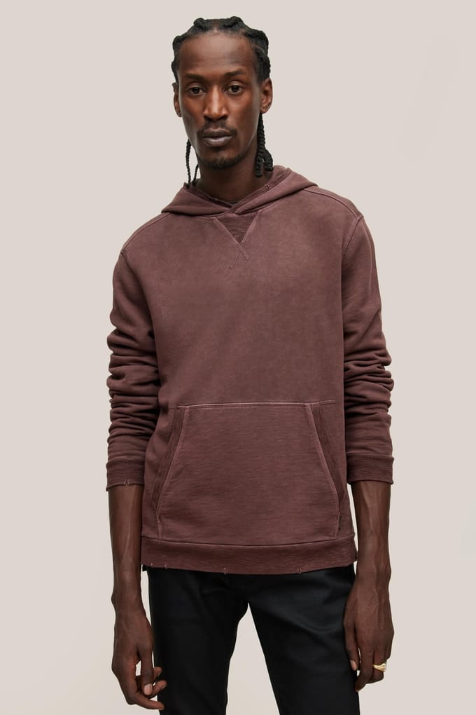John Varvatos Milford Ls Pigment Dye Fr Merlot Größe: S | Kaputzenpullis Outlet | Herren