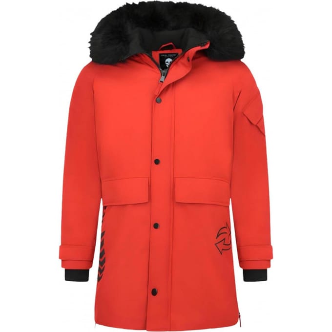 Parka Jas Heren - Met Bontkraag - Rood